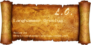 Langhammer Orsolya névjegykártya